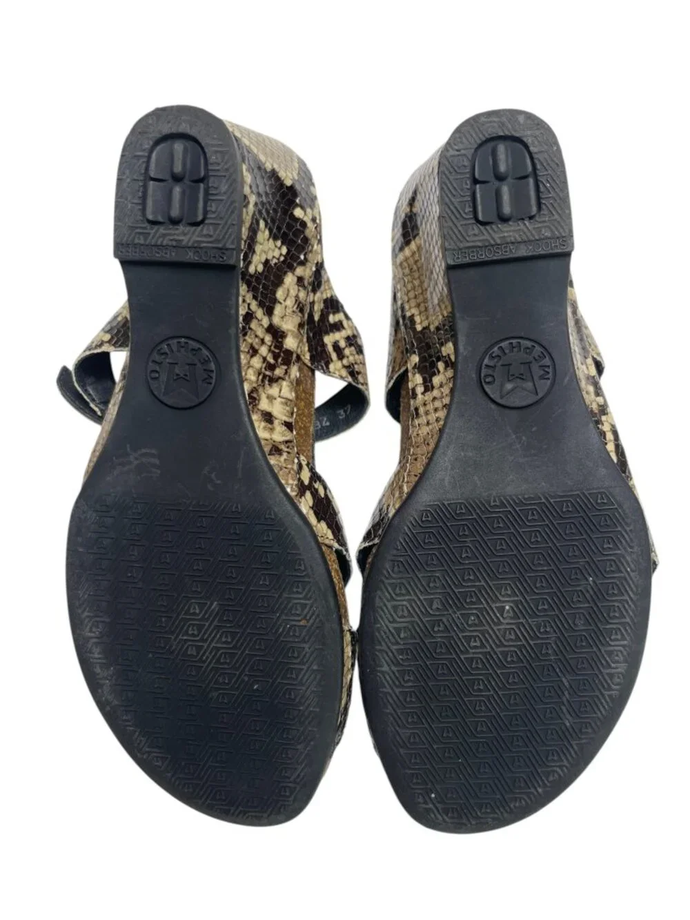 Mephisto Nazli Air Relax Snake Print Leather Wedge Sandals EU 37